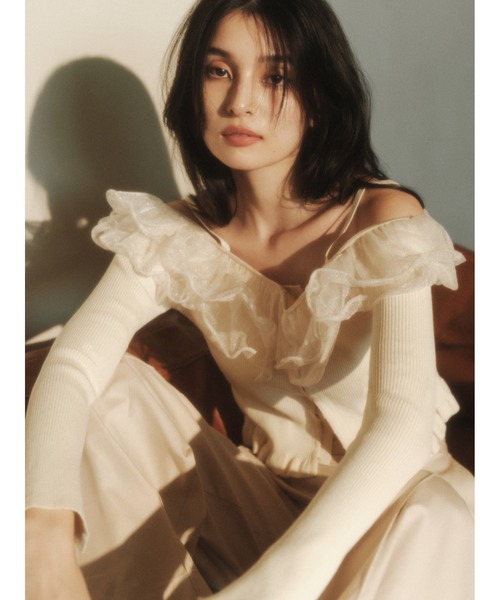 FRAY I.D ニット セーター ラッフルオフショルニット「WEB限定