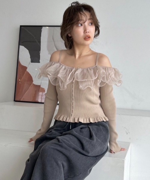 FRAY I.D ニット セーター ラッフルオフショルニット「WEB限定