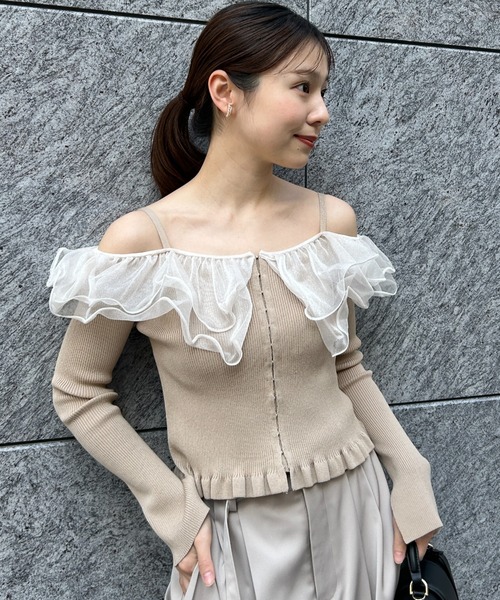FRAY I.D ニット セーター ラッフルオフショルニット「WEB限定