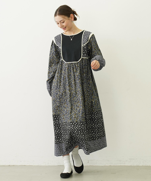 MILKFED.（ミルクフェド） ワンピース FLORAL PATCHWORK DRESS