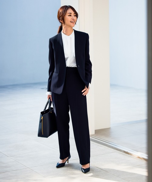 ROPE'（ロペ） ジャケット ノーカラージャケット トリアセダブルクロス