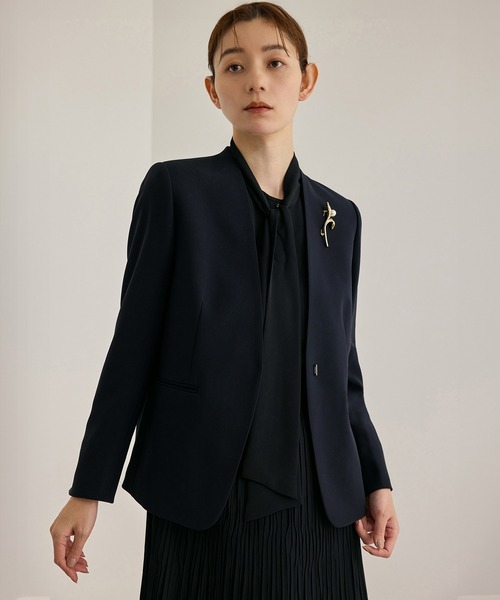 新品ジャケット ROPE’ ROPE'（ロペ） ジャケット ノーカラージャケット トリアセダブルクロス