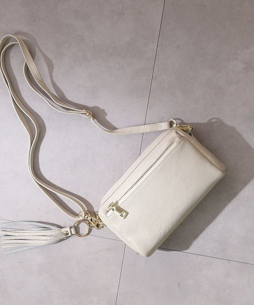 ❤新品❤【COOCO】シュリンクレザー ショルダーバッグ 牛革 レザー 斜めがけ COOCO】シュリンクレザー横長ミニバッグ ショルダー ポシェット 革