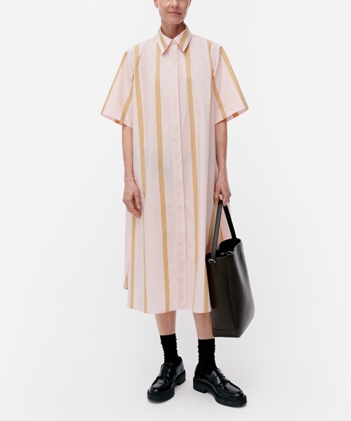 marimekko◆Muovata Puhveli コットン シャツ ワンピース オンライン限定】Muovata Puhveli ワンピース | Maija Isola
