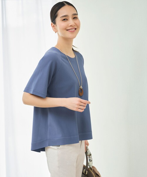 ニット セーター クレープストレッチAライン ニット レディースの画像