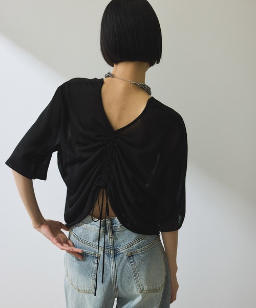 ADAM ET ROPE' tシャツ 「WEB限定」2WAYギャザーニットTシャツ