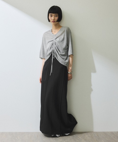 アダムエロペ 2WAYギャザーニット トップス ADAM ET ROPE' tシャツ 「WEB限定」2WAYギャザーニットTシャツ
