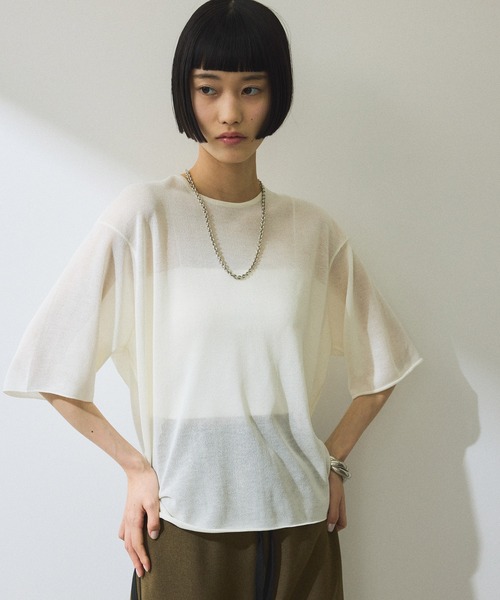 アダムエロペ 2WAYギャザーニット トップス ADAM ET ROPE' tシャツ 「WEB限定」2WAYギャザーニットTシャツ