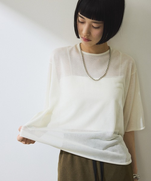 ADAM ET ROPE' tシャツ 「WEB限定」2WAYギャザーニットTシャツ