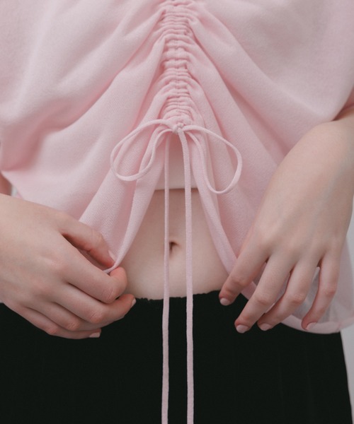 アダムエロペ 2WAYギャザーニット トップス ADAM ET ROPE' tシャツ 「WEB限定」2WAYギャザーニットTシャツ