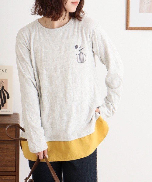 tシャツ EMAGO 裾切替えロングスリーブ レディース