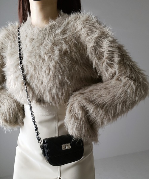 「me+em select」 長袖ニット FREE ブラウン レディース_画像9