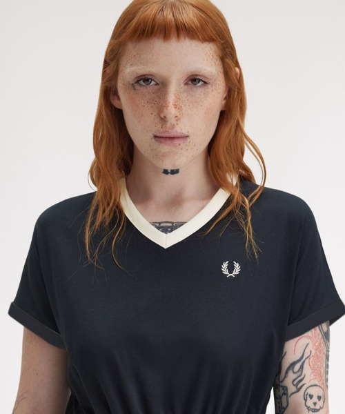 フレッドペリー ワンピース FRED PERRY ワンピース V-Neck Jersey Dress／Vネックジャージー