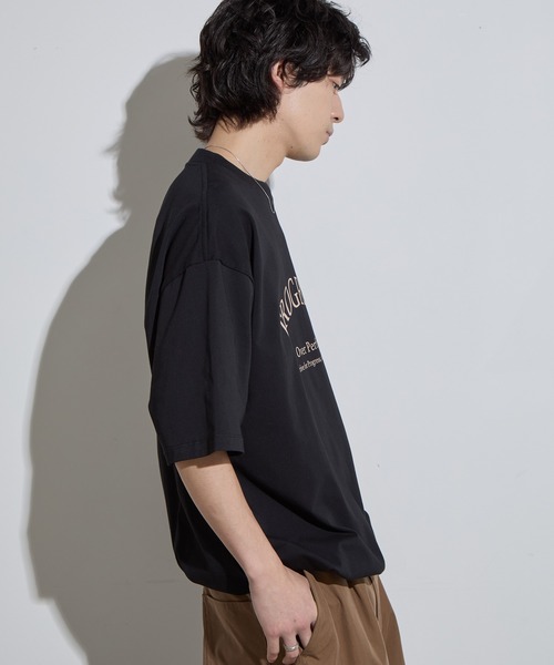 DAZY カラーブロック ドロップショルダー ドローストリング ファスナー Tシ SLICK tシャツ 「SLICK/スリック」Drawstring Printed T-Shirt