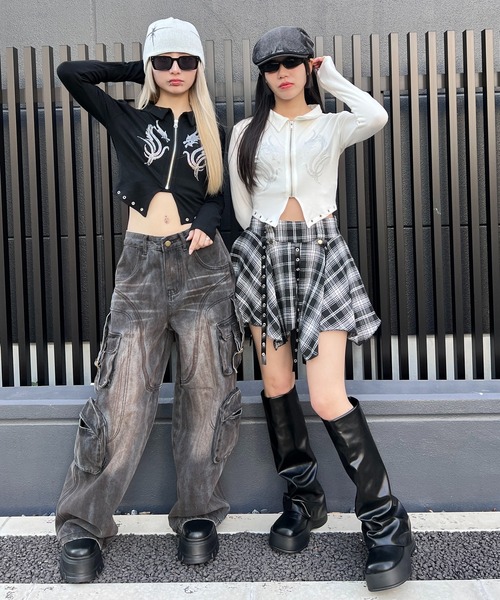 tシャツ ドラゴンストーンアイレットZIPUPトップ レディース