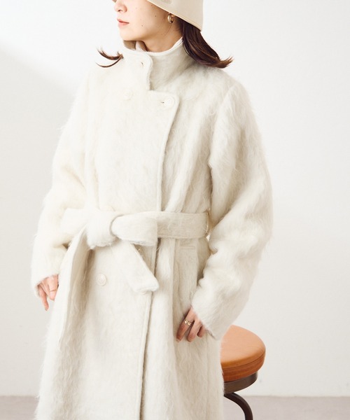 「one after another NICE CLAUP」 ステンカラーコート LARGE オフホワイト レディース_画像9