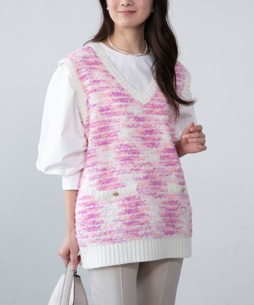 「M.deux」 Vネックニット MEDIUM ブラック レディース_画像9