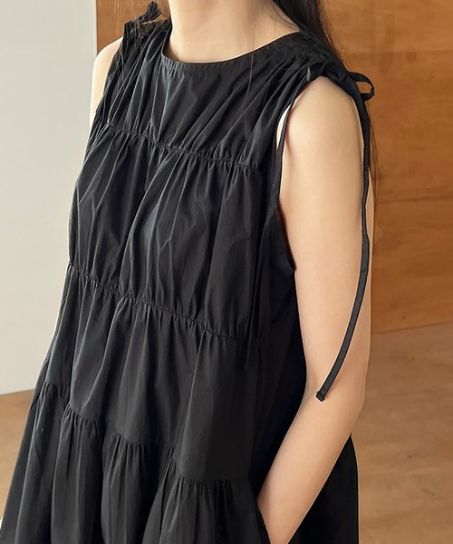 【ODE】ノースリーブ サイド シャーリング ワンピース◆ 全3色 脇シャーリングノースリワンピース｜J'aDoRe JUN ONLINE OUTLET