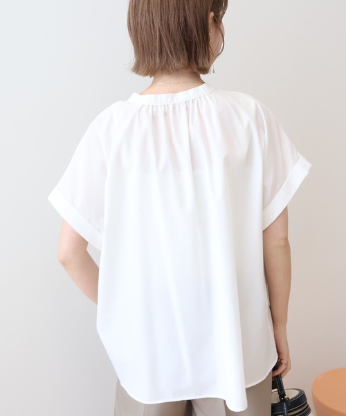 ☆美品☆アメリカンホリック スキッパーシャツ 長袖カットソー カラーシャツ 春夏 セール】スキッパー楊柳チュニック（シャツ/ブラウス