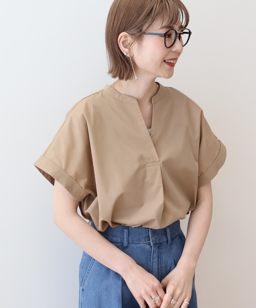 シャツ/ブラウス(半袖/袖なし) amerivintage TUCK BOETIE BLOUSE LBC（エルビーシー） ブラウス シャツ タイプライター半袖BOXシャツ