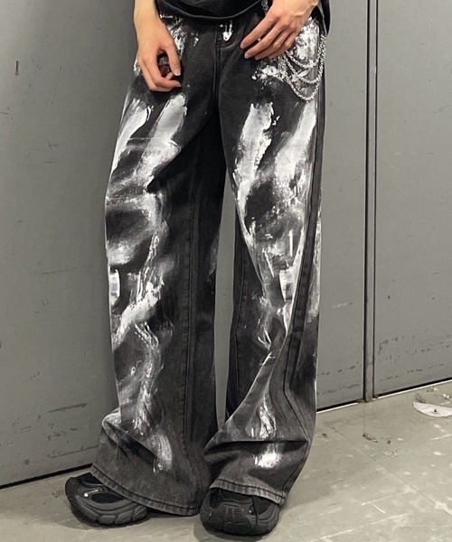 ジーンズ デニム デニムパンツ ペイントグレーデニム レディース