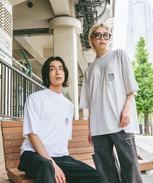 【OUTDOOR EXCHANGE/アウトドアエクスチェンジ】×【ZERO STAIN/ゼロステイン】コラボ 配色 3本針ステッチ クルーネック Tシャツ