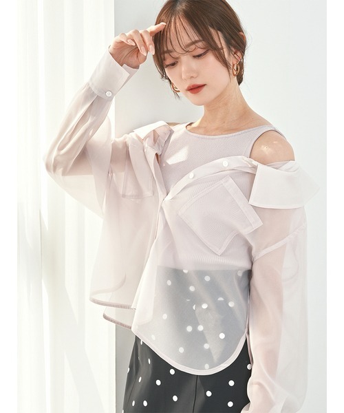SNIDEL ブラウス シャツ Sustainableシアーシャツニットセット