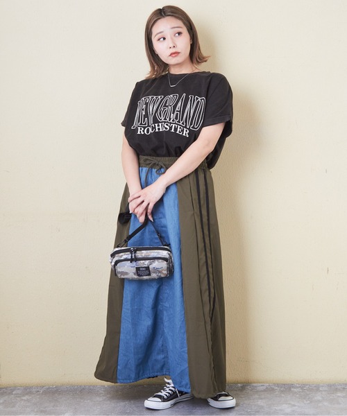 sanpo kuschel カラフルポップな花刺繍デニムスカート スカート