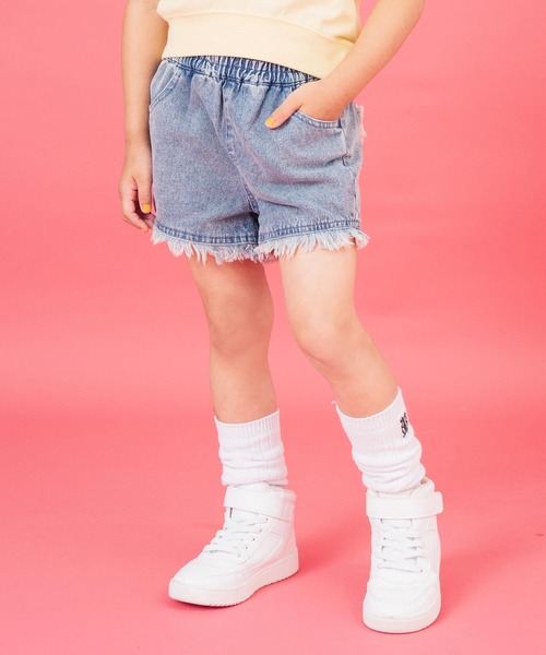 ANAP kids パンツ フリンジ デニム イージーショート パンツ