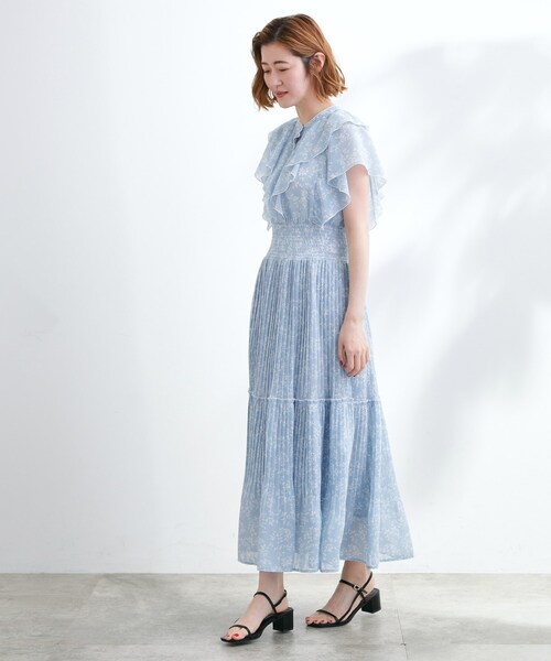 grove（グローブ） ワンピース 夏 半袖 夏の主役シフォンプリント 