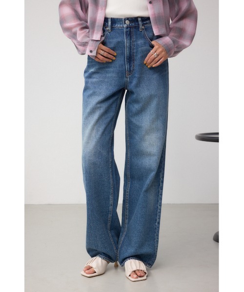 マウジー レディース ワイドデニムジーンズ ハイウエスト ブルー XS 未使用品 AZUL BY MOUSSY AZUL DENIM/ハイウエストワイドデニムⅣ One