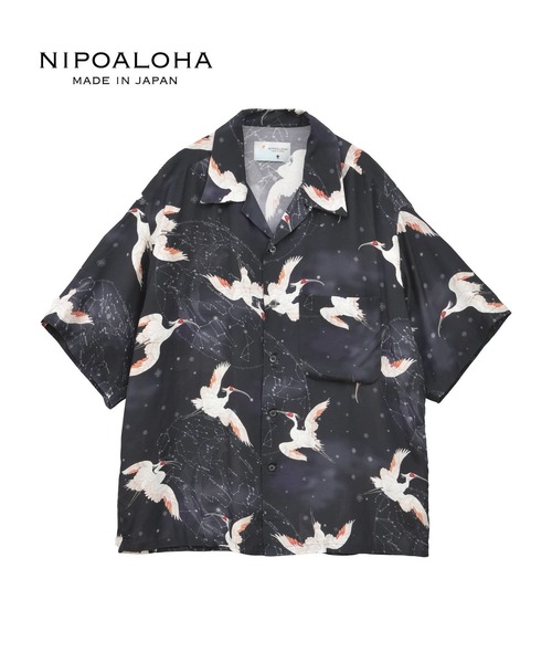 ブラウス シャツ 「NIPOALOHA」”朱鷺-TOKI” SHORT SLEEVE SHIRT レディース メンズ