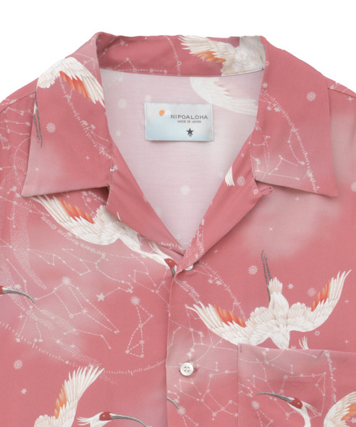 ブラウス シャツ 「NIPOALOHA」”朱鷺-TOKI” SHORT SLEEVE SHIRT レディース メンズ NIPOALOHA ブラウス シャツ 「NIPOALOHA」”朱鷺-TOKI” SHORT