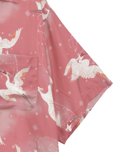 ブラウス シャツ 「NIPOALOHA」”朱鷺-TOKI” SHORT SLEEVE SHIRT レディース メンズ NIPOALOHA ブラウス シャツ 「NIPOALOHA」”朱鷺-TOKI” SHORT