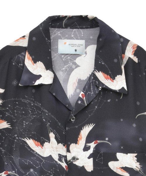 ブラウス シャツ 「NIPOALOHA」”朱鷺-TOKI” SHORT SLEEVE SHIRT レディース メンズ NIPOALOHA ブラウス シャツ 「NIPOALOHA」”朱鷺-TOKI” SHORT