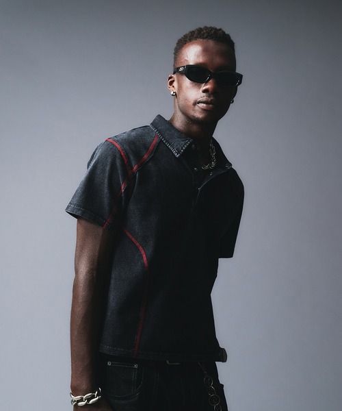 ANDER HUNK ポロシャツ Metal Button Stitch Design Polo / メタル