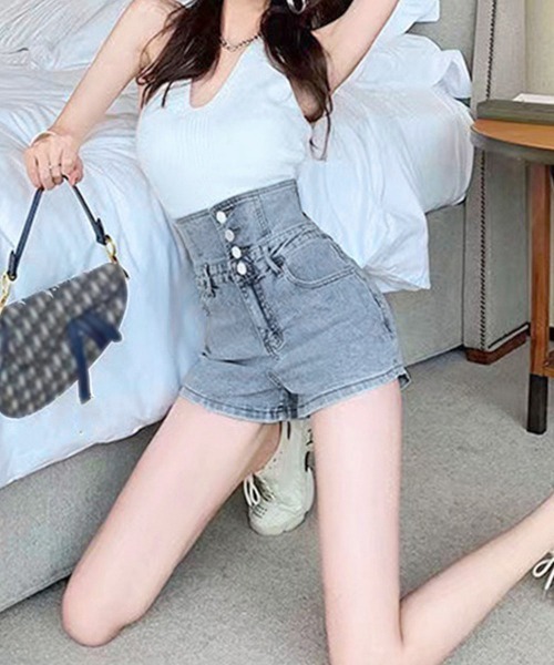 「Miniministore」 デニムショートパンツ L サックスブルー レディース