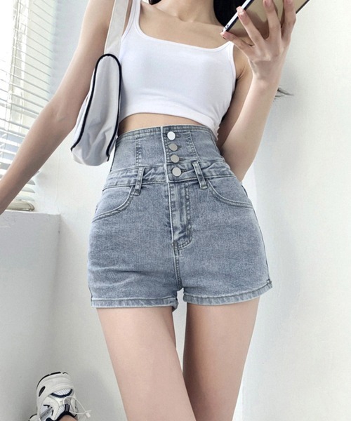 「Miniministore」 デニムショートパンツ L サックスブルー レディース