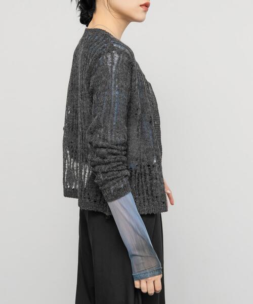 トップス Pois sheer knit cardigan sheer knit cardigan【予約商品】 | pois
