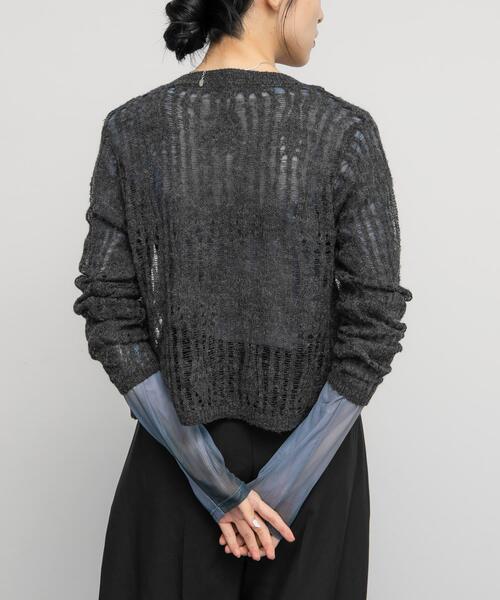 トップス Pois sheer knit cardigan sheer knit cardigan【予約商品】 | pois
