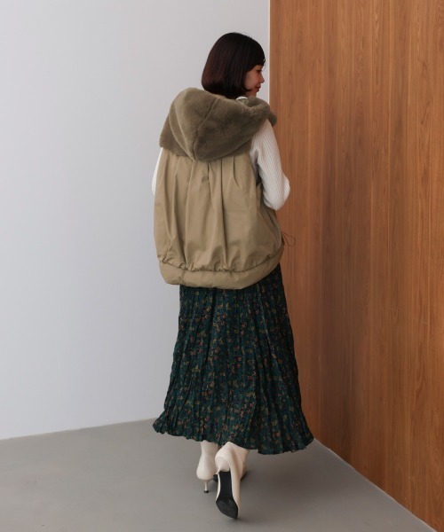 Bou Jeloud ベスト ジレ 異素材MIXダウンファーベスト レディース