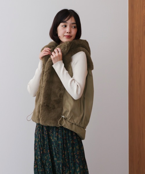 Bou Jeloud（ブージュルード） ベスト ジレ 異素材MIXダウンファー