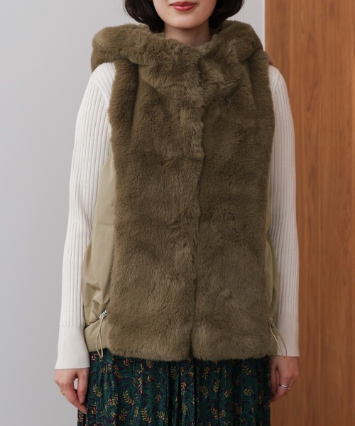 Bou Jeloud（ブージュルード） ベスト ジレ 異素材MIXダウンファー