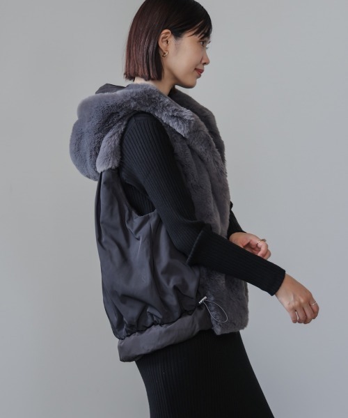 Bou Jeloud（ブージュルード） ベスト ジレ 異素材MIXダウンファー