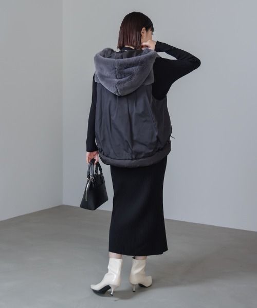 Bou Jeloud（ブージュルード） ベスト ジレ 異素材MIXダウンファー