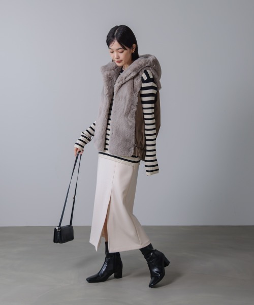 Bou Jeloud（ブージュルード） ベスト ジレ 異素材MIXダウンファー