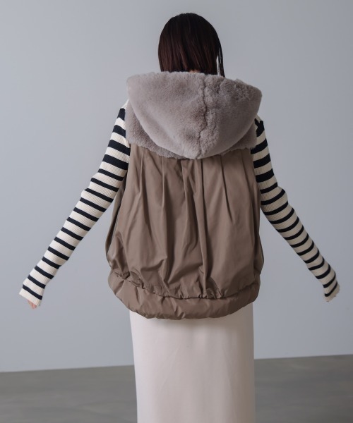 Bou Jeloud（ブージュルード） ベスト ジレ 異素材MIXダウンファー