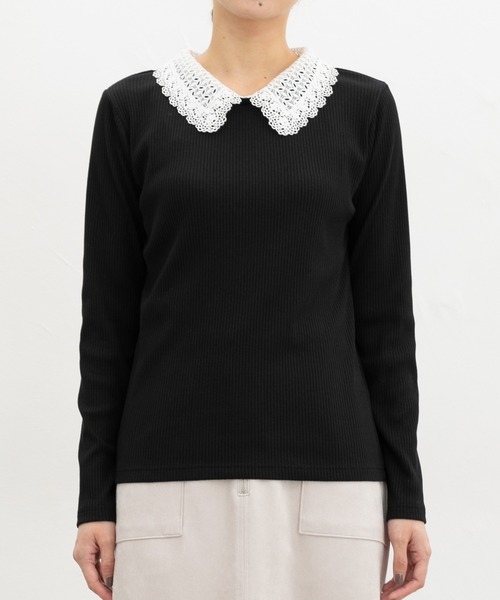Honeys（ハニーズ） tシャツ レース衿トップス レディース : ZOZOTOWN