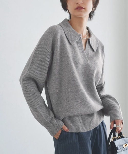 RASW（ラス） ニット セーター ウールミックススキッパーポロニット