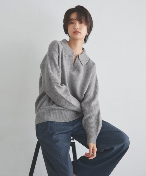 RASW（ラス） ニット セーター ウールミックススキッパーポロニット